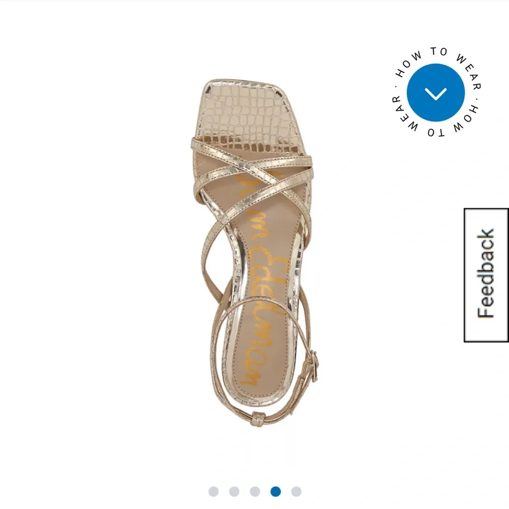 Sam Edelman Gold Block Heel Sandals - Picture 2 of 6